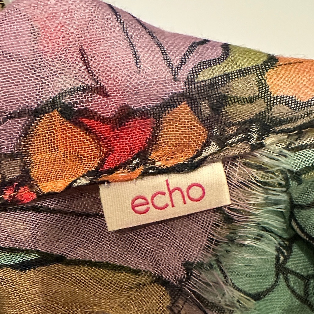 Echo Vibrant Leaf Pattern Scarf - image 2